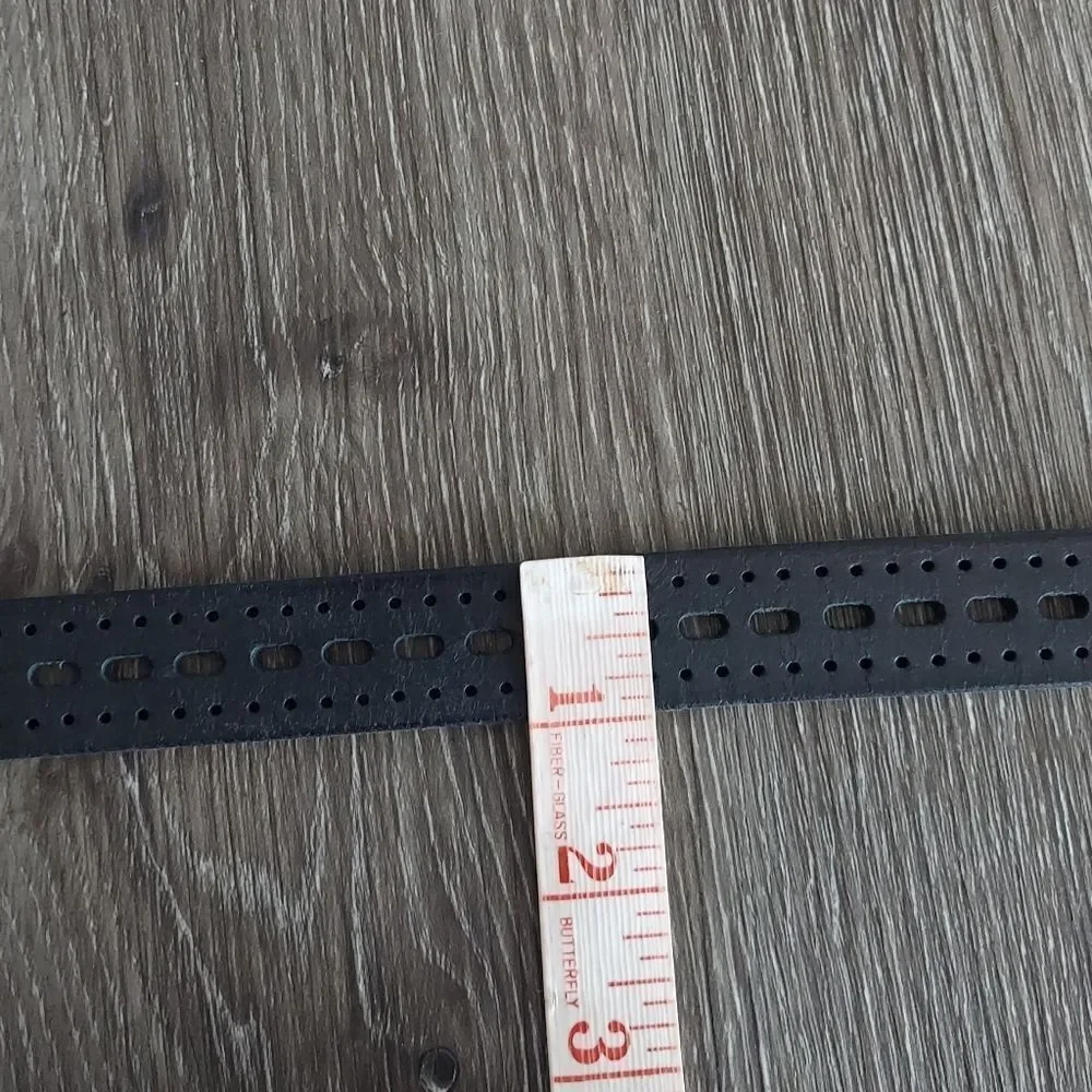 Black Perforated Leather Belt Medium/Large